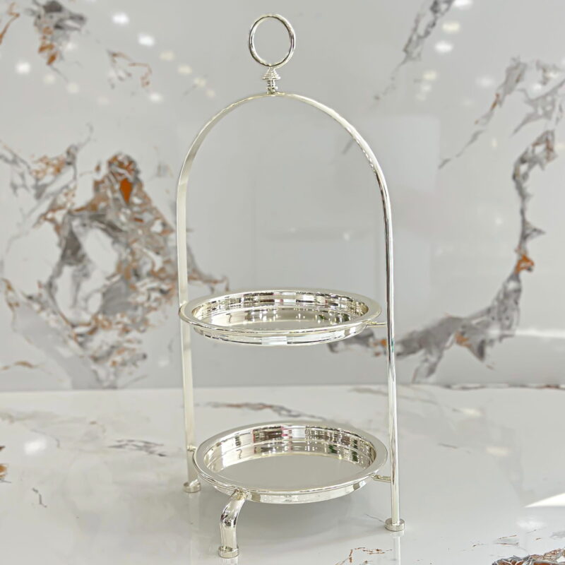 2-Tier Oval Stand with Ring Top