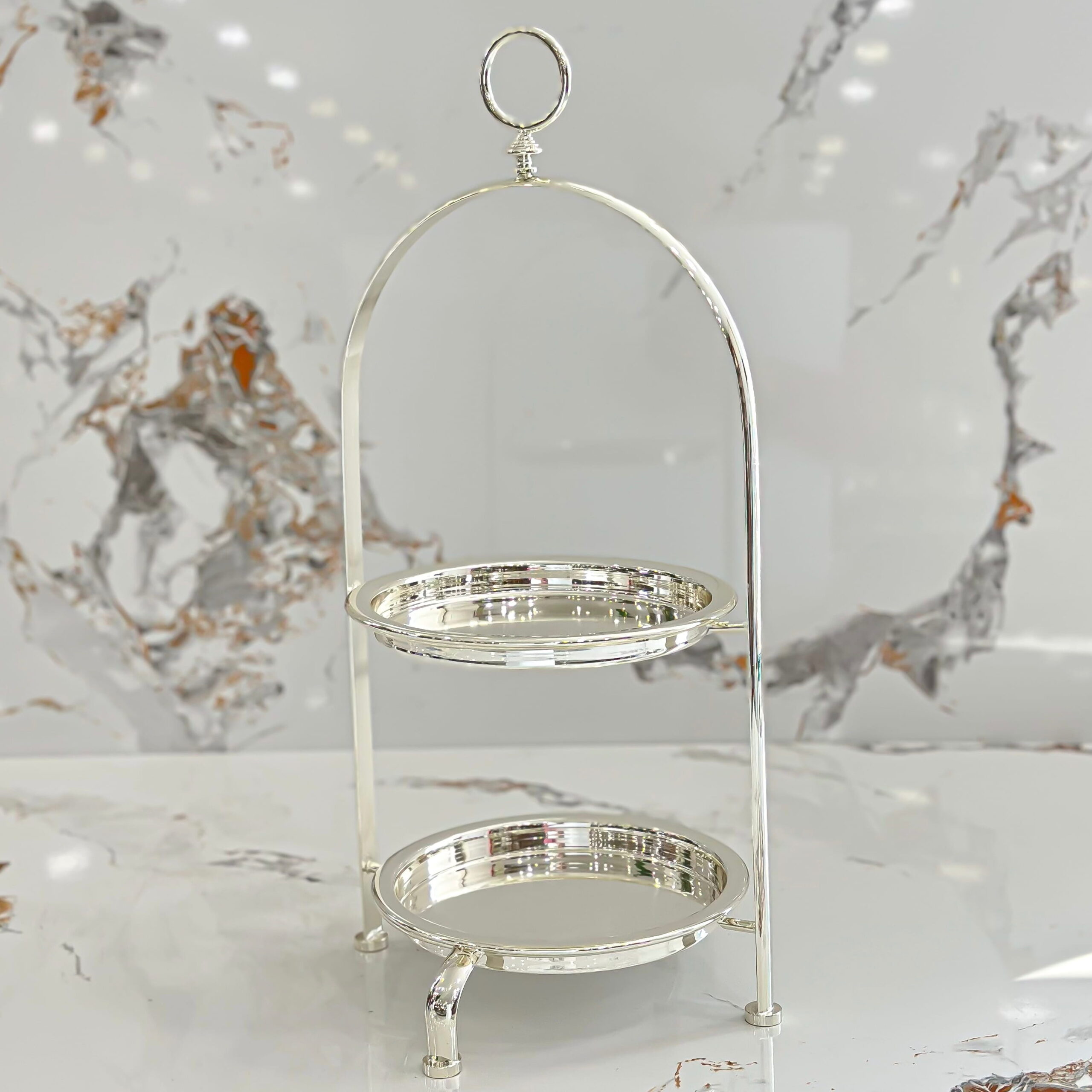 2-Tier Oval Stand with Ring Top