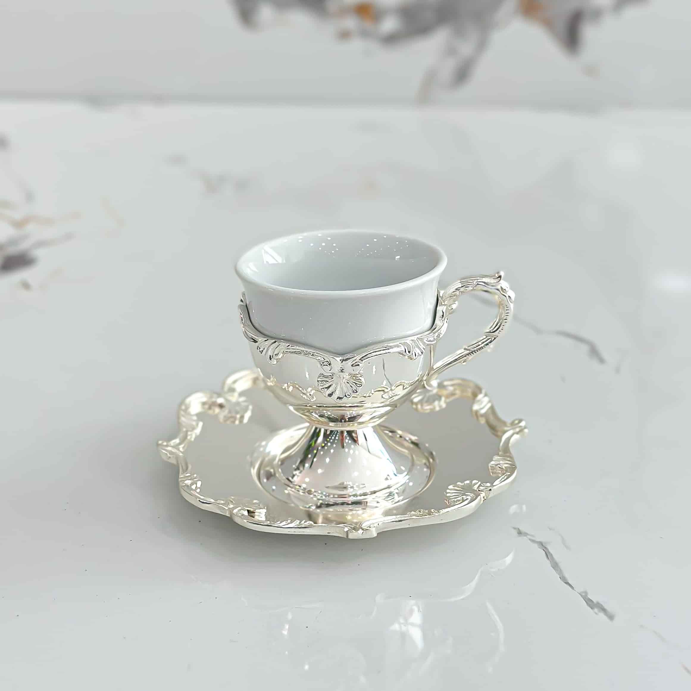 İstiridye Kahve Fincanı (Dekorlu Tabak)