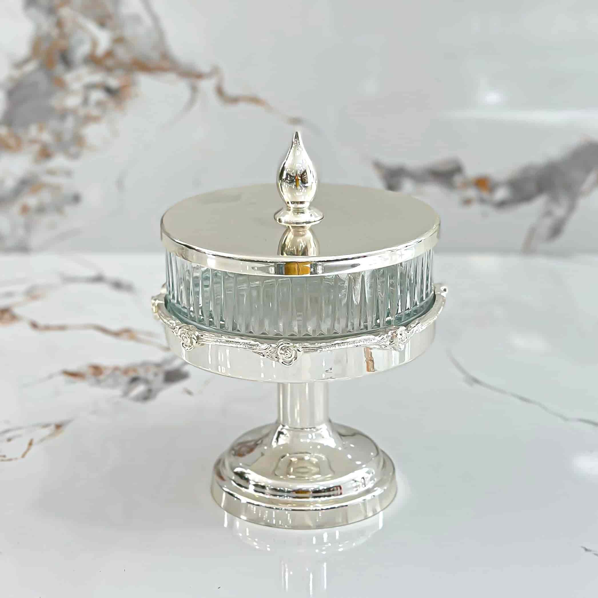 Kısa Ayaklı Kapaklı Elysia Kaseli Gül Dekor Şekerlik